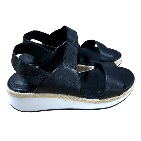 Eileen Fisher NWOB Dash Wedge Slip On Slingback Sandal Black Size 6 Open Toe - Picture 3 of 9